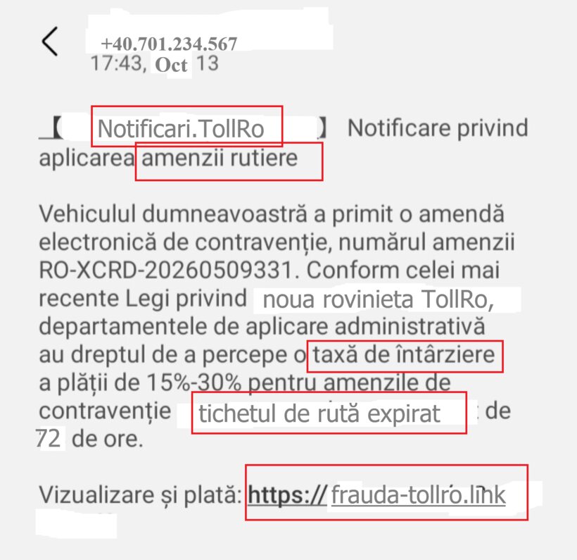 SMS simulat care exploatează valabilitatea reală de 72 de ore a tichetului de rută