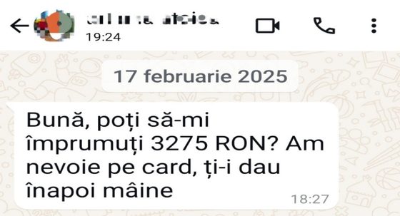 Cerere falsă de împrumut prin WhatsApp