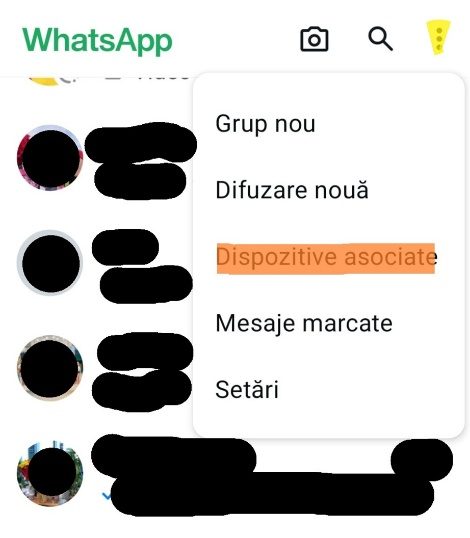 Setări WhatsApp - deconectarea dispozitivelor